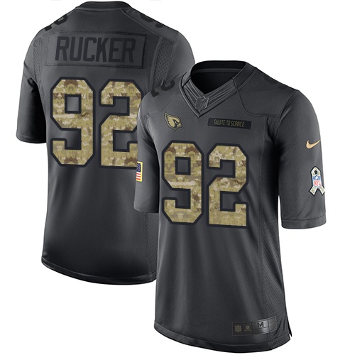 Men's Limited Frostee Rucker Nike Jersey Black - #92 2016 Salute to Service NFL Arizona Cardinals